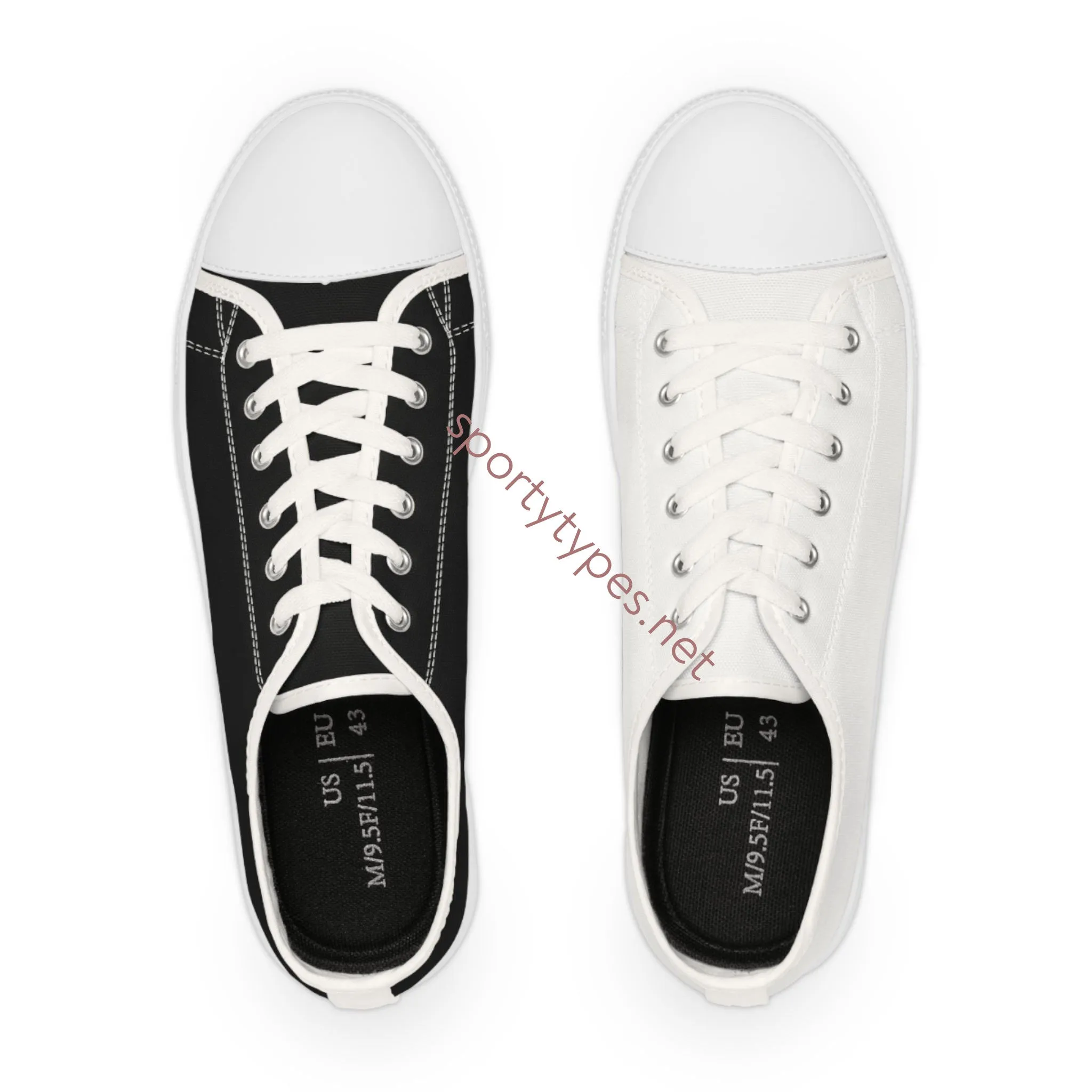 Men's Black & White Mismatched Low Top Sneakers