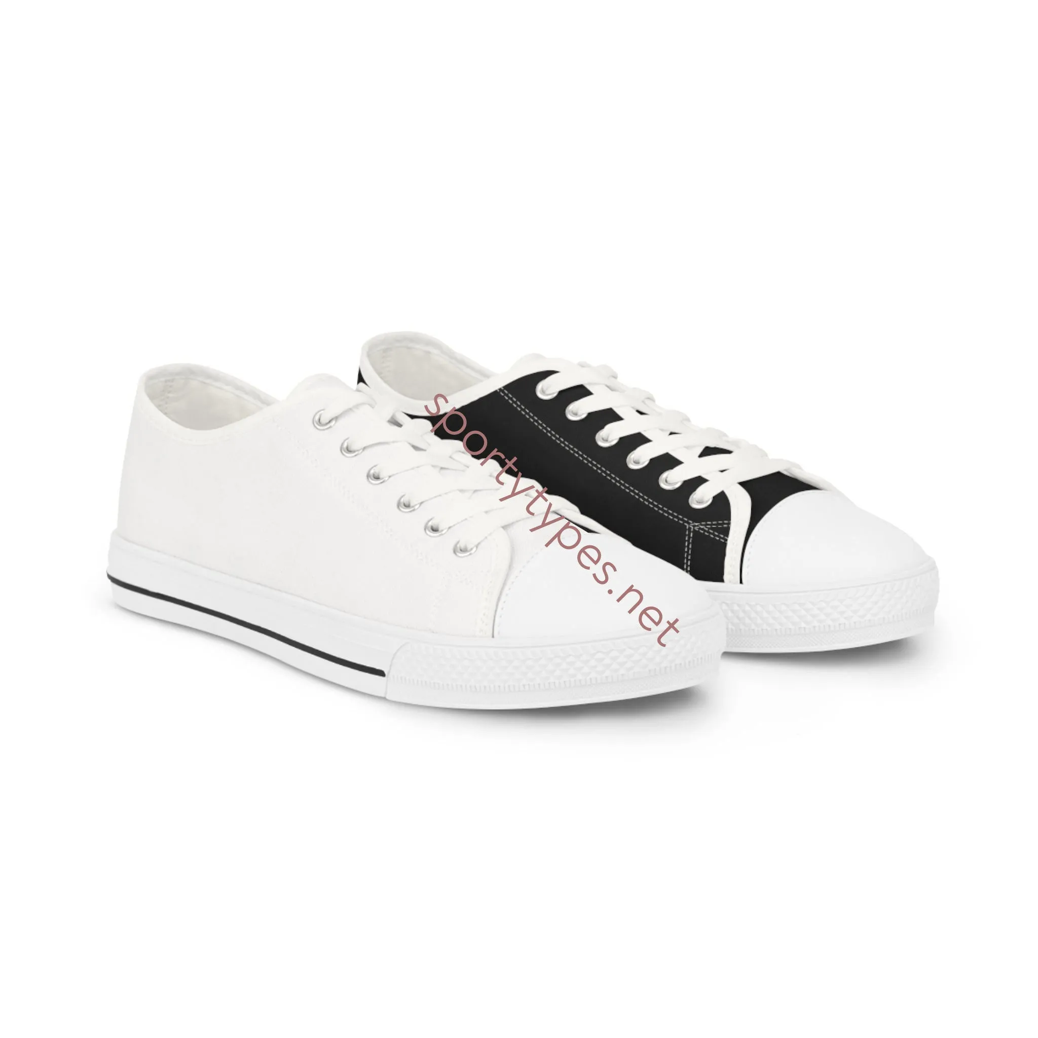 Men's Black & White Mismatched Low Top Sneakers