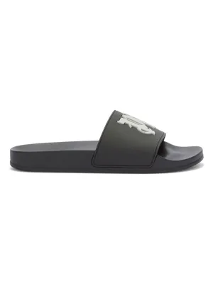 Men's Logo Pool Sliders in Black | Size 40 | PMIC010R24MAT001