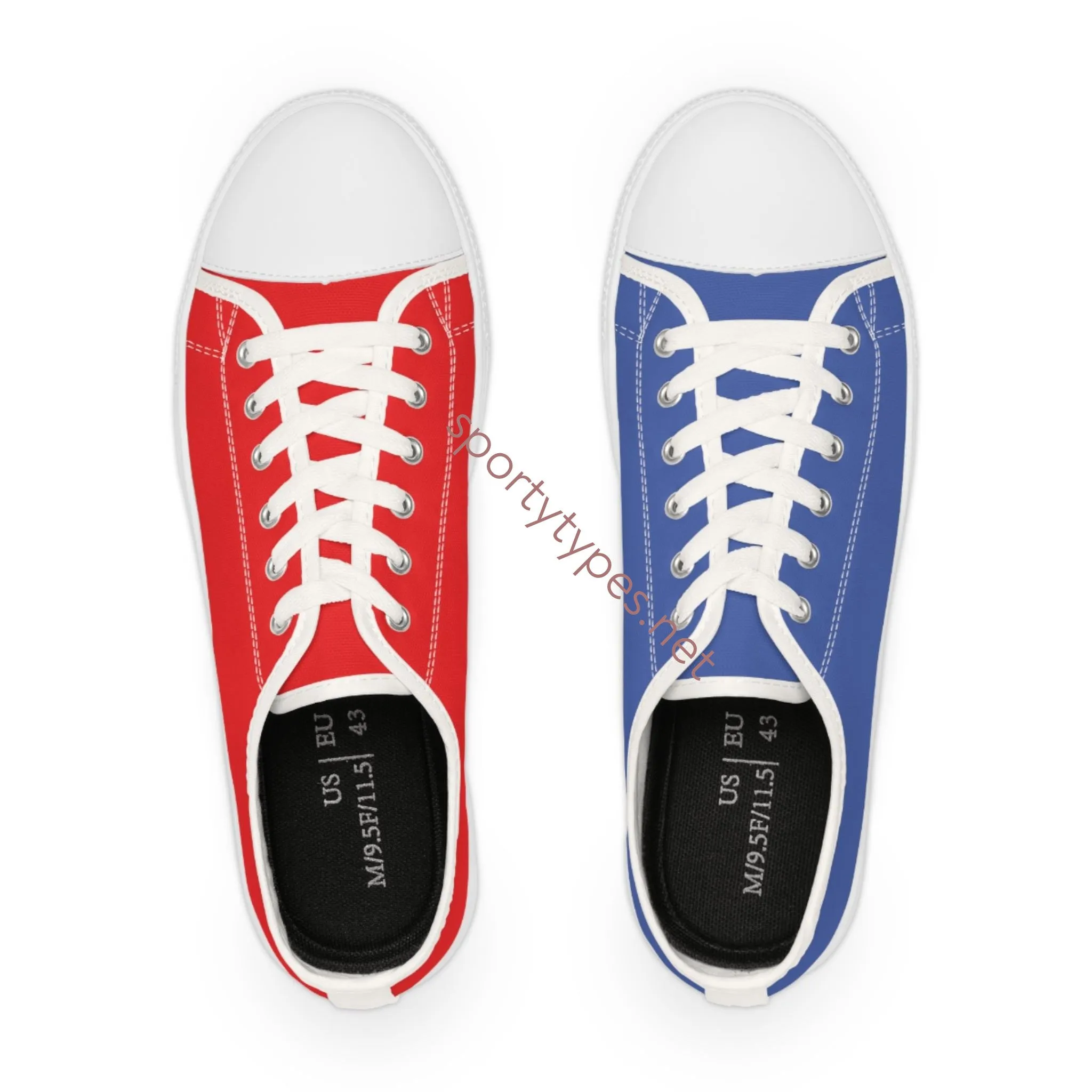 Men's Red & Blue Mismatched Low Top Sneakers