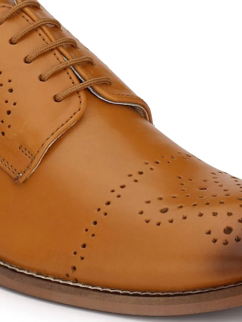 Men's Tan Derby  Original Leather Formal Shoes