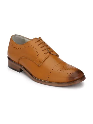 Men's Tan Derby  Original Leather Formal Shoes