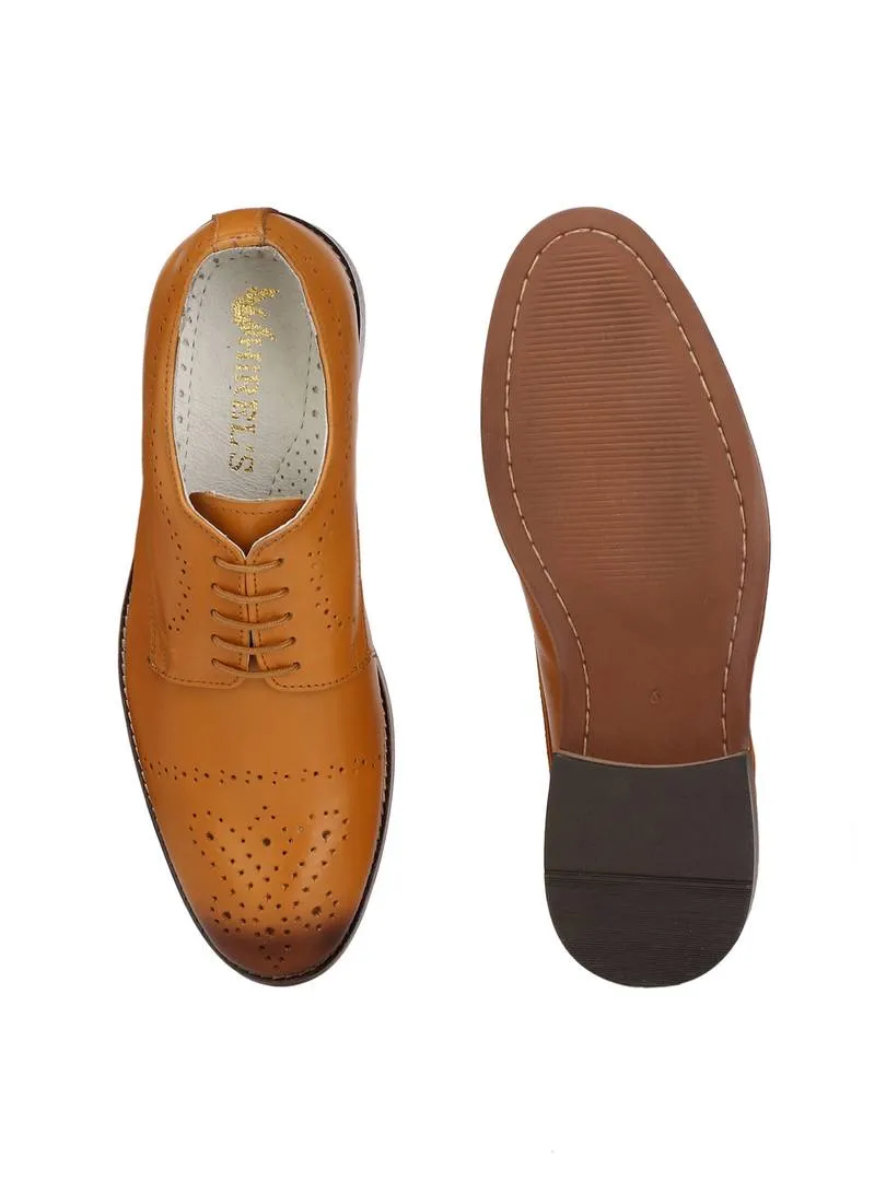 Men's Tan Derby  Original Leather Formal Shoes