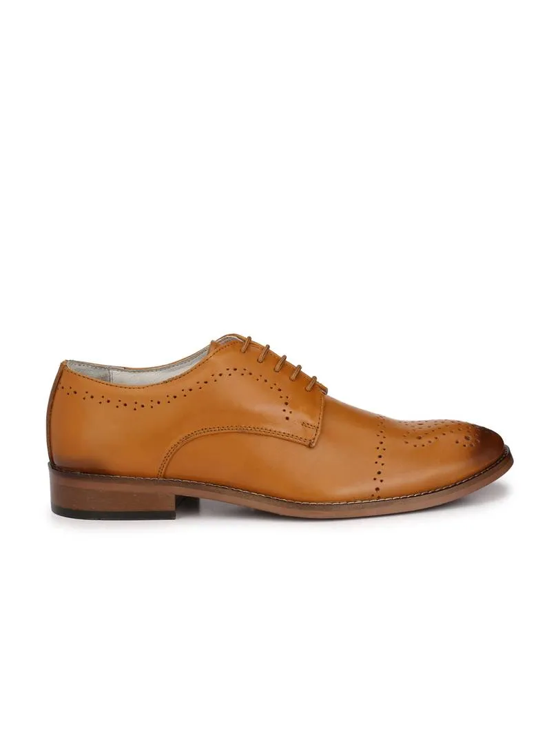 Men's Tan Derby  Original Leather Formal Shoes