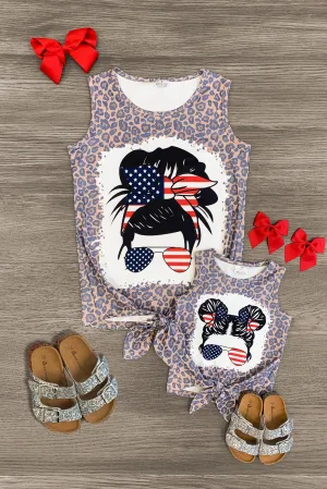 Mom & Me - Patriotic Mama & Girl Cheetah Top