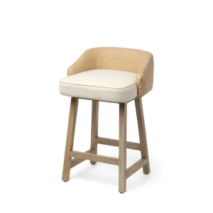 Monmouth Bar Counter Stool Cream Fabric | Brown Wood | Counter