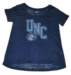 North Carolina Tar Heels Gear Women Navy Burn Out Lightweight T-Shirt (M)