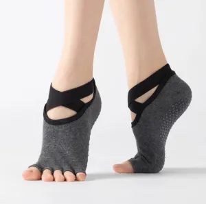 Open Individual Toe with Elastic Cross Over | Charcoal