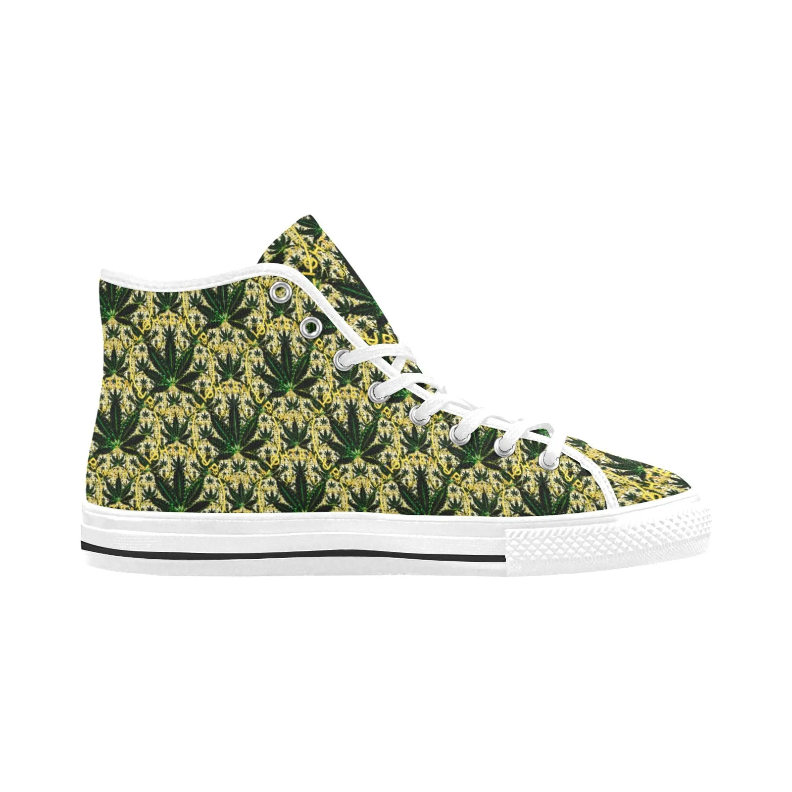 Outspoken Designs 02 "Lighten Up" Vancouver Men's High Top Canvas Shoes (White/Black)