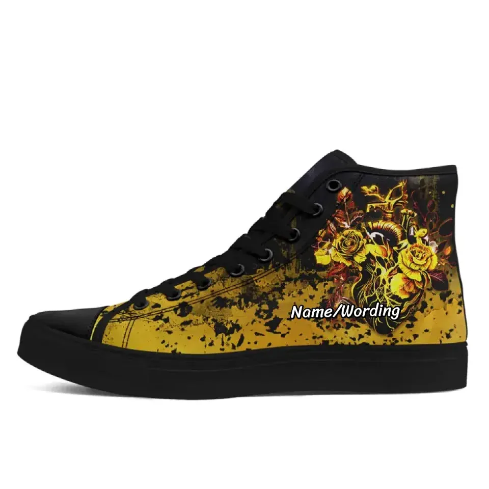 Personalized Gothic Sneakers, Custom Dark Fashion High Top Shoes, Nightshade Canvas Shoes