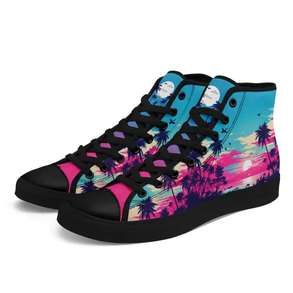 Personalized Hawaii Design Sneakers, Custom Canvas High Top Shoes, Summer Fashion Shoes