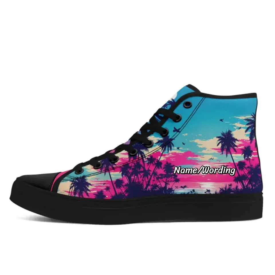 Personalized Hawaii Design Sneakers, Custom Canvas High Top Shoes, Summer Fashion Shoes