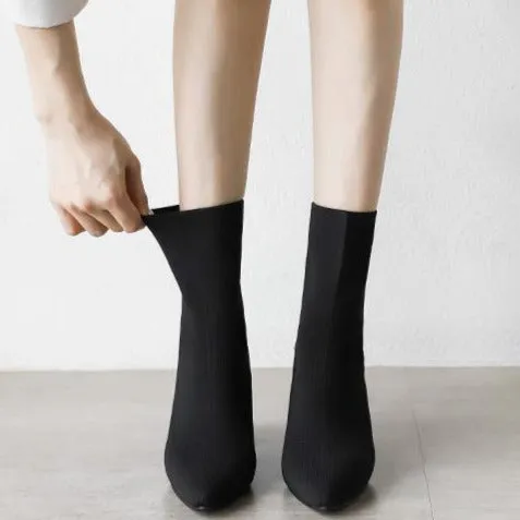 Pointed Toes Chunky Sock Boots