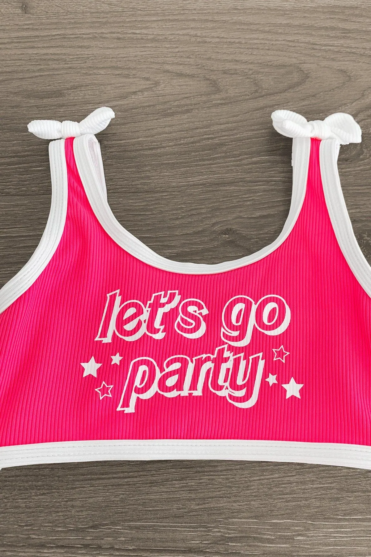 "Let's Go Party" Neon Pink Bikini