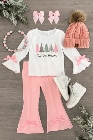 "Tis The Season" Pink Flare Pant Set