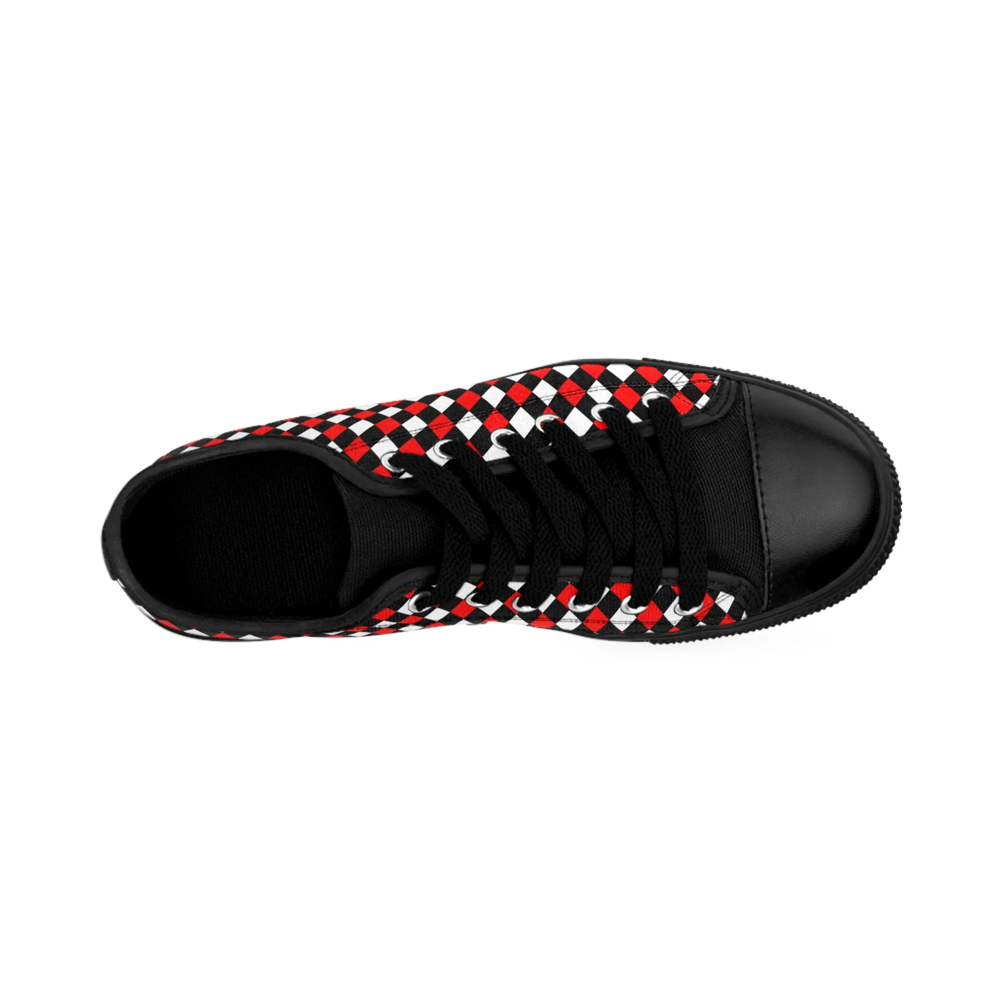 Red, Black and White Checker Pattern Women's Sneakers