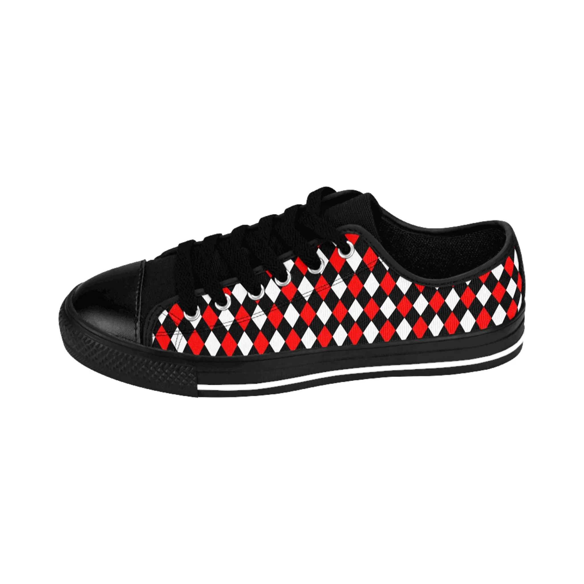 Red, Black and White Checker Pattern Women's Sneakers