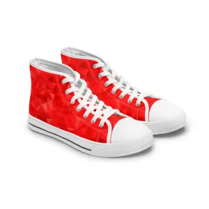 Red Flat Polygon Women's High Top Sneakers