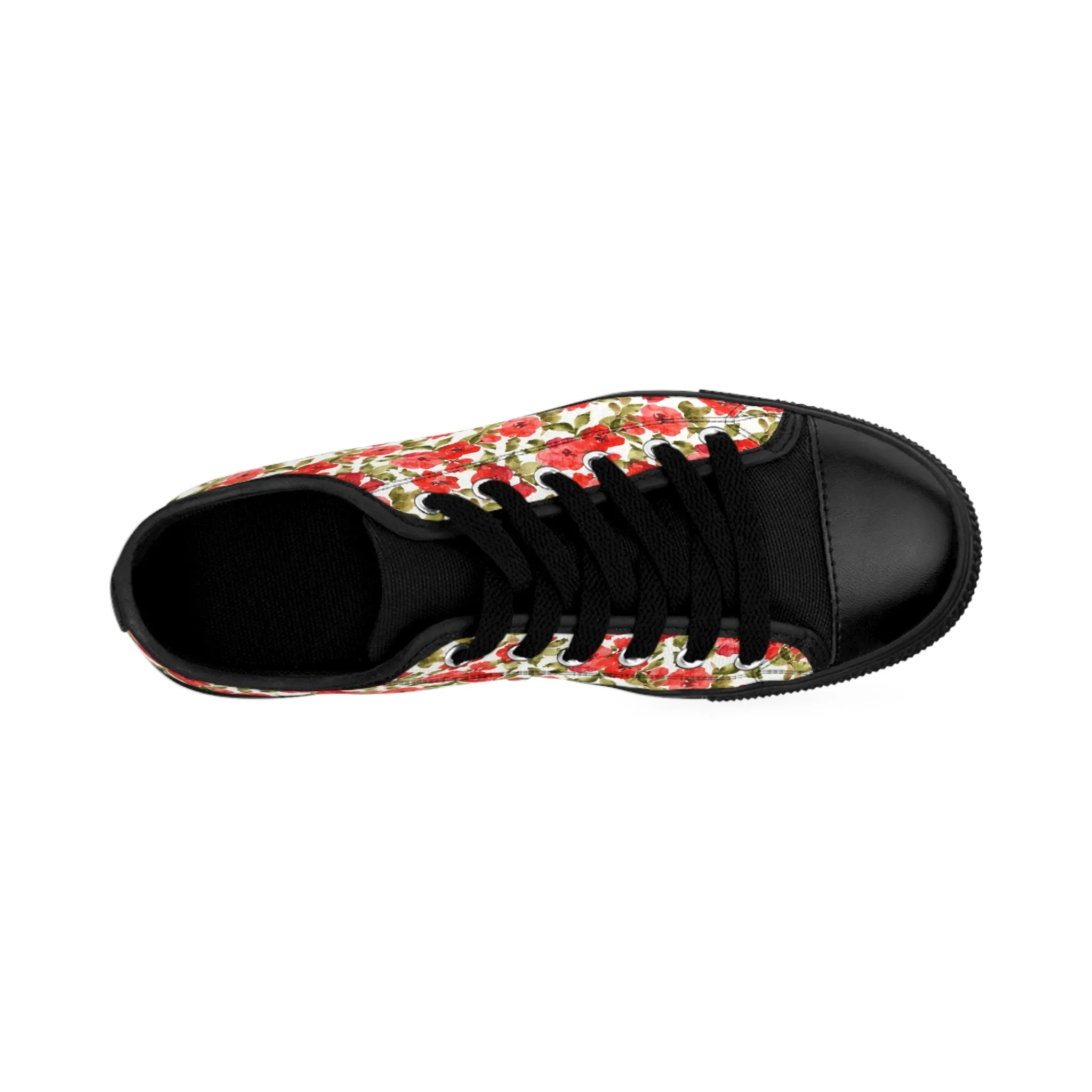 Red Watercolor Flower Women's Sneakers