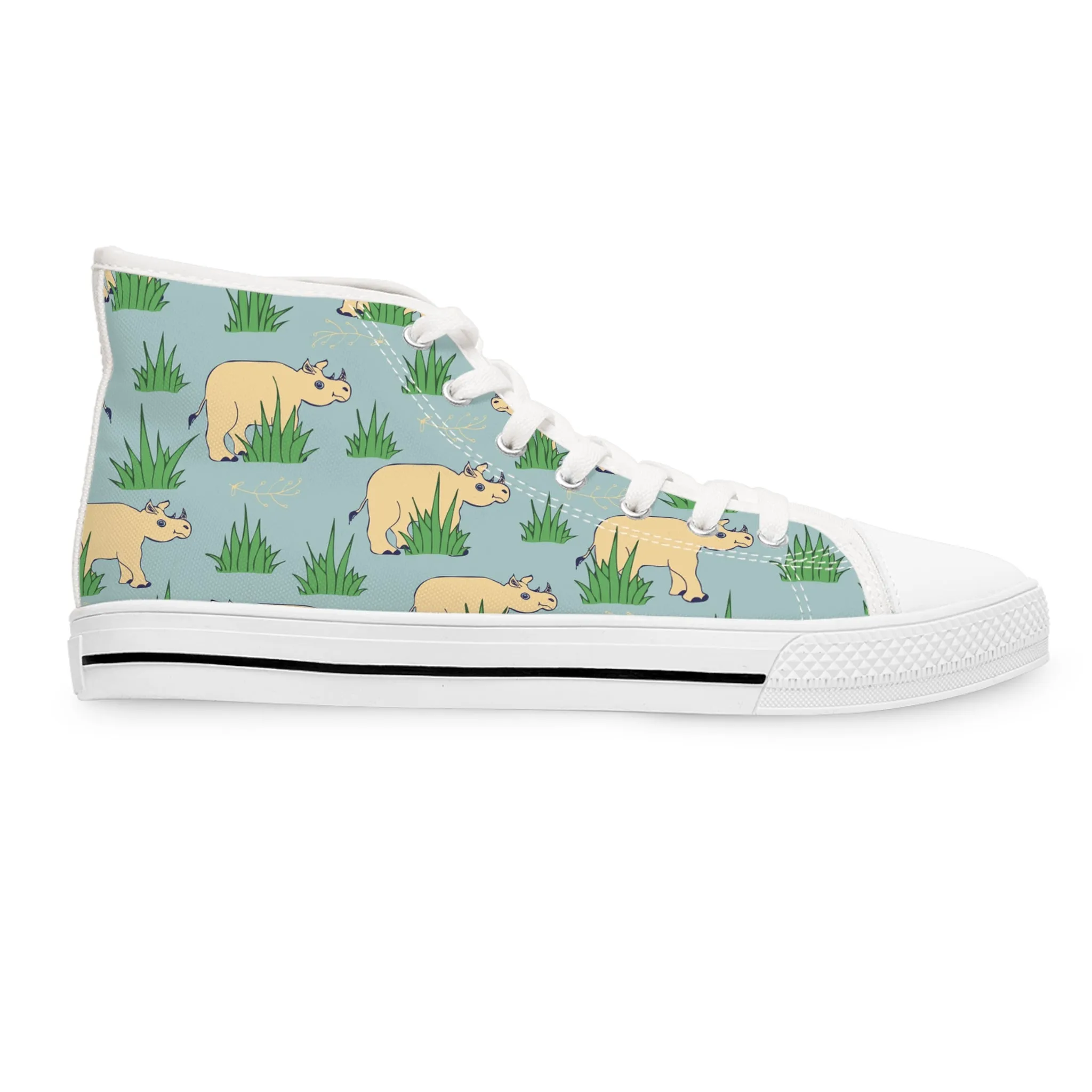 Rhinoceros in Grass Women's High Top Sneakers