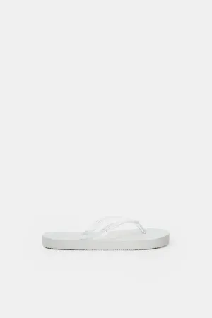 Senior Girls White Glitter Strap Flip Flop