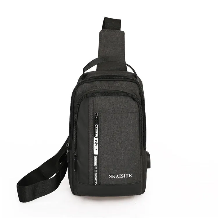 SKAISITE Men Outdoor Crossbody Bag Sports Leisure Large-Capacity Chest Bag(2-Black)