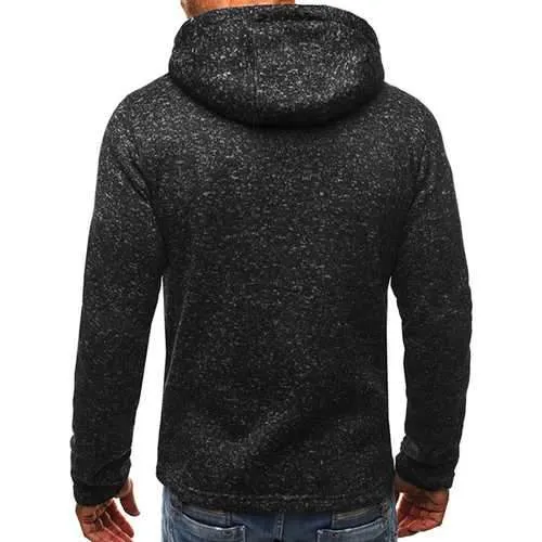 Sports Leisure Jacquard Fleece Cardigan Zip Up Thick Hooded