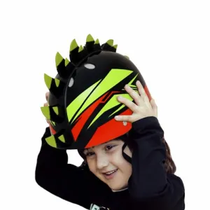 STREETJAM Finhawk Open Face Sports Helmet for Kids, Hard PP Outer Shell, EPS Inner Comfort Linner case, Adjustable Strap & Adjuster Dial, Unisex Helmet for Cycling(8-13 Years, Black (Green, Red)