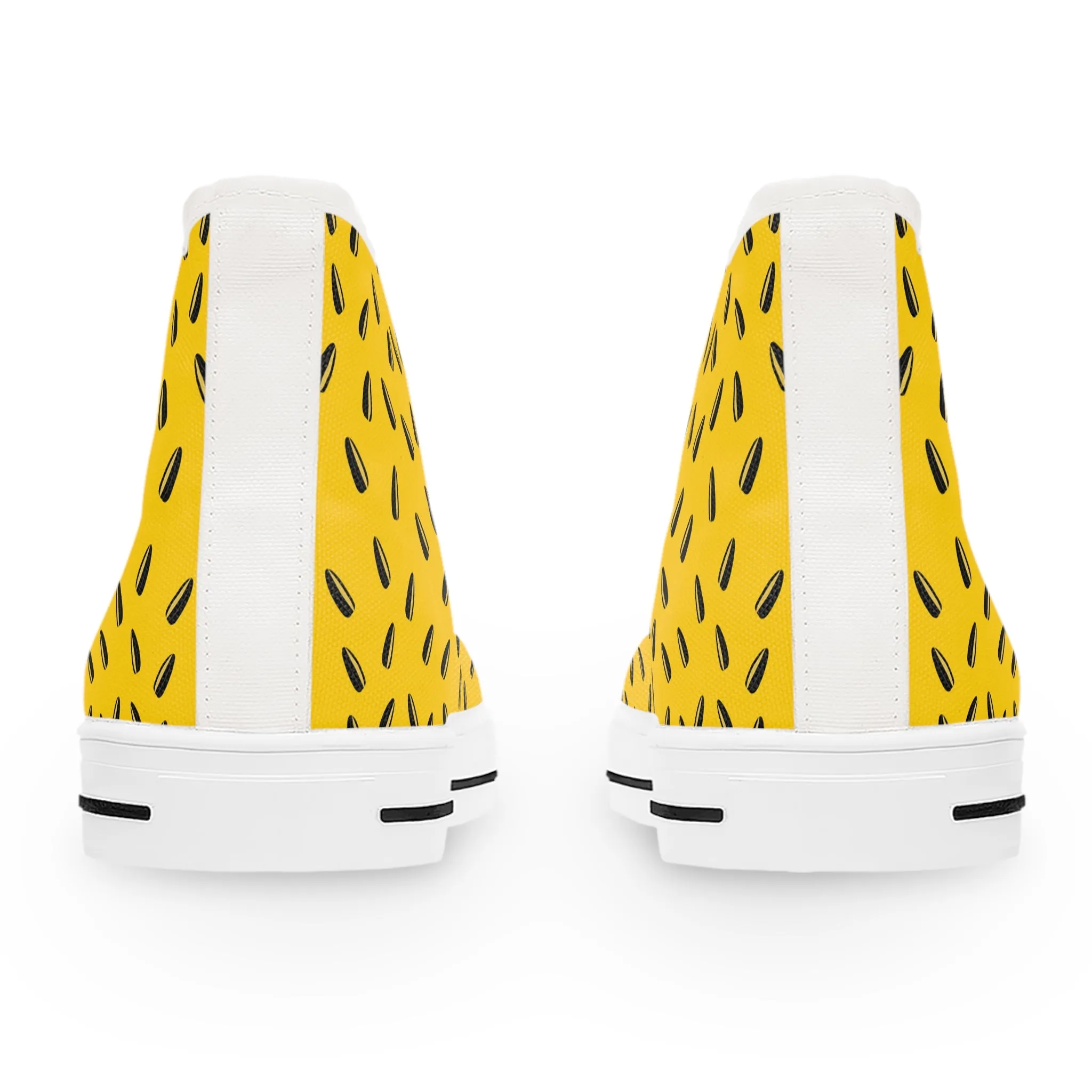 Sunflower Seeds Yellow Background Women's High Top Sneakers