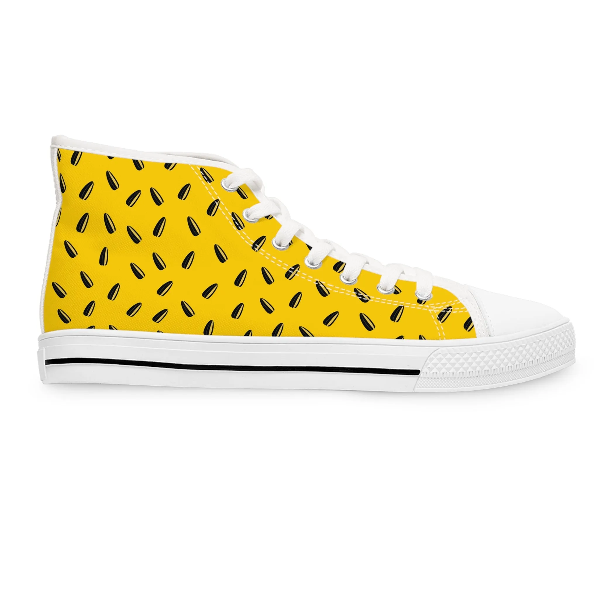 Sunflower Seeds Yellow Background Women's High Top Sneakers