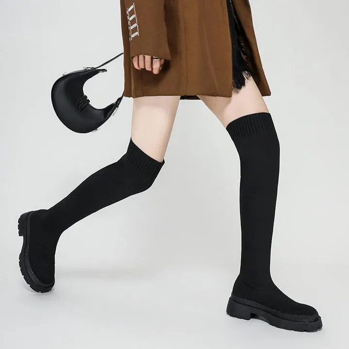 Thick-soled Knee-high Sock Boots