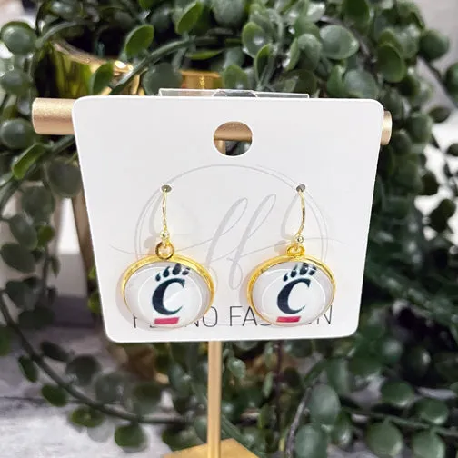 UC Bearcat Spirit Dangly Earrings  (GOLD OR SILVER)