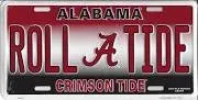 University of Alabama Roll Tide Crimson Tide Embossed Metal License Plate