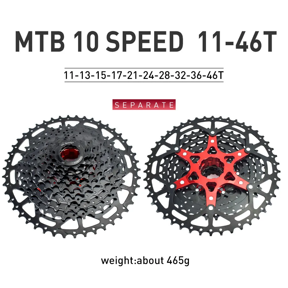 VG Sports MTB 10-Speed Aluminum Bracket Lightweight Bicycle Cassette