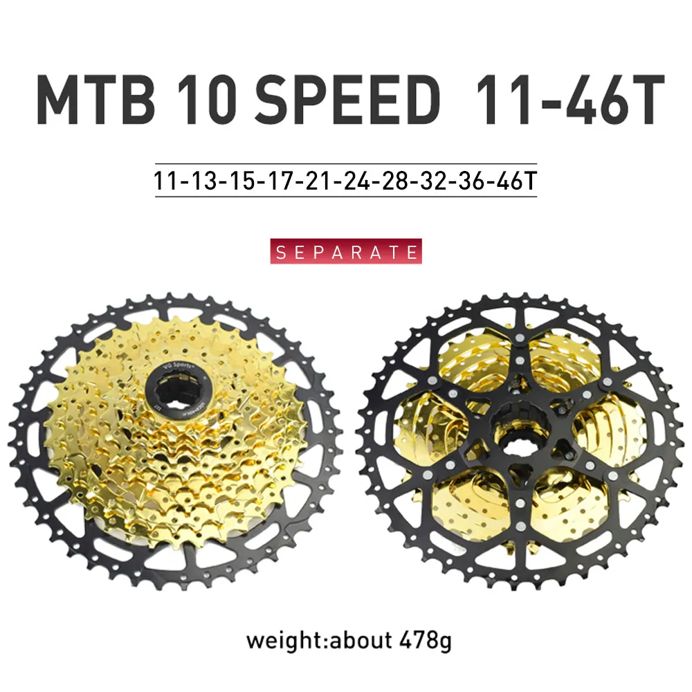 VG Sports MTB 10-Speed Aluminum Bracket Lightweight Bicycle Cassette