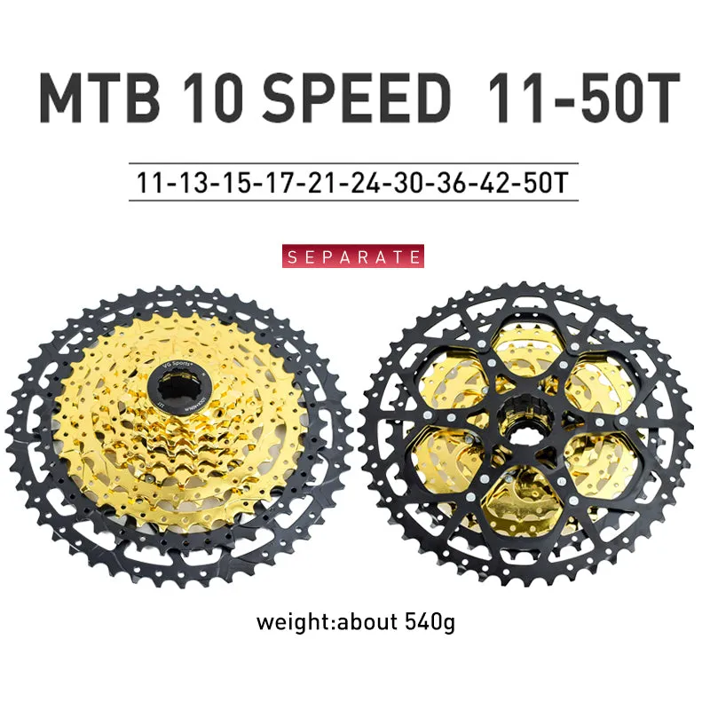 VG Sports MTB 10-Speed Aluminum Bracket Lightweight Bicycle Cassette