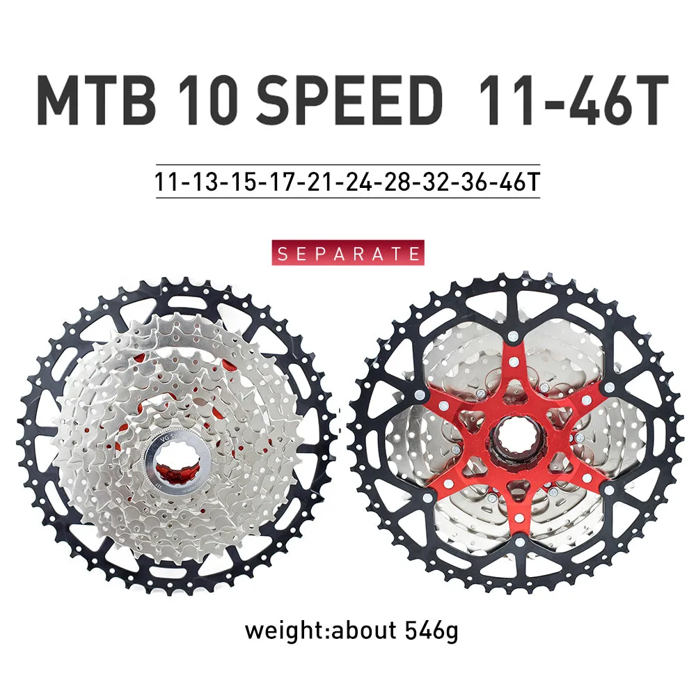 VG Sports MTB 10-Speed Aluminum Bracket Lightweight Bicycle Cassette