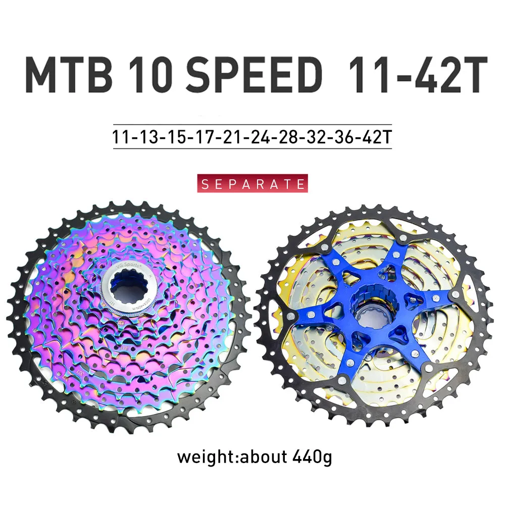 VG Sports MTB 10-Speed Aluminum Bracket Lightweight Bicycle Cassette