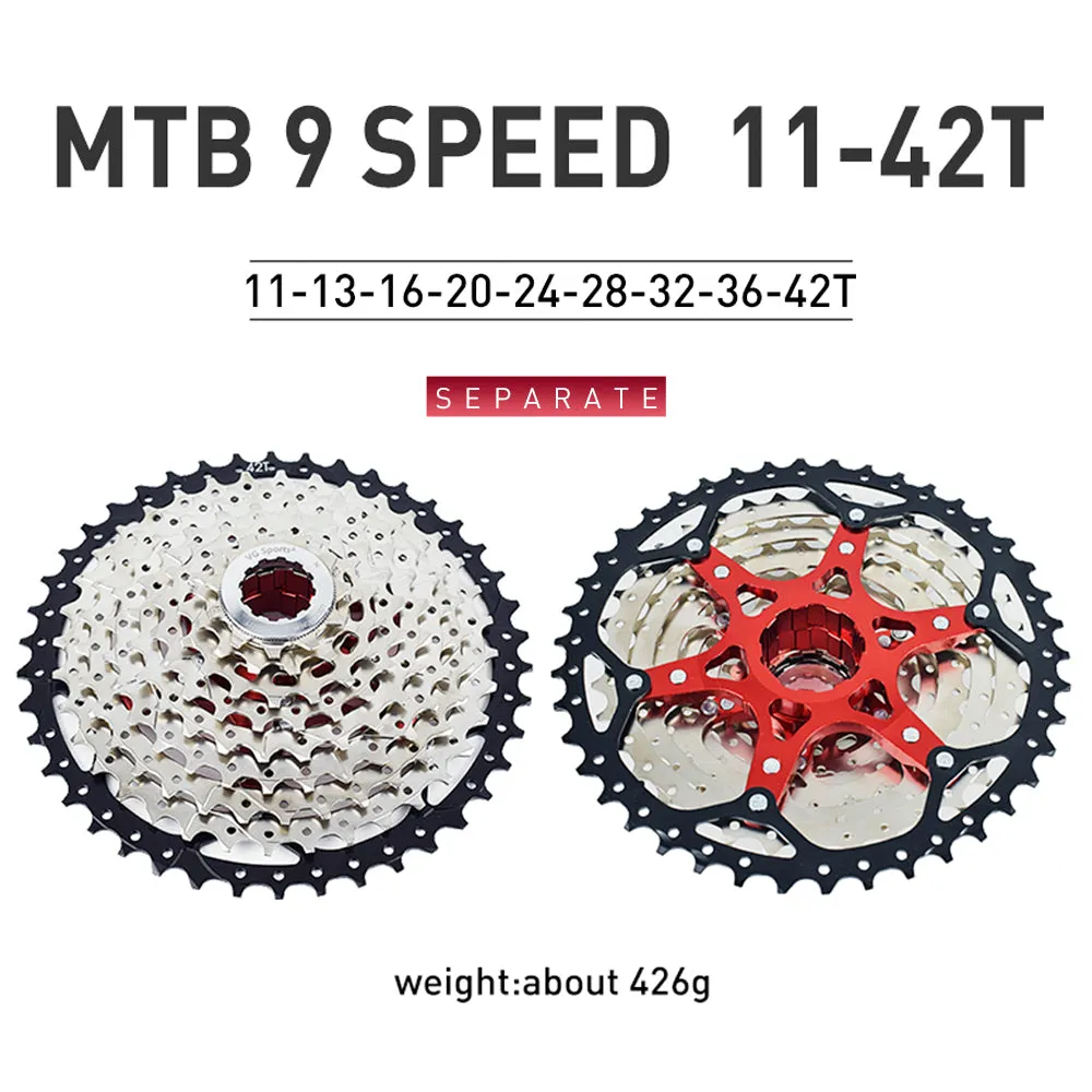 VG Sports MTB 9-Speed Aluminum Bracket Lightweight Bicycle Cassette