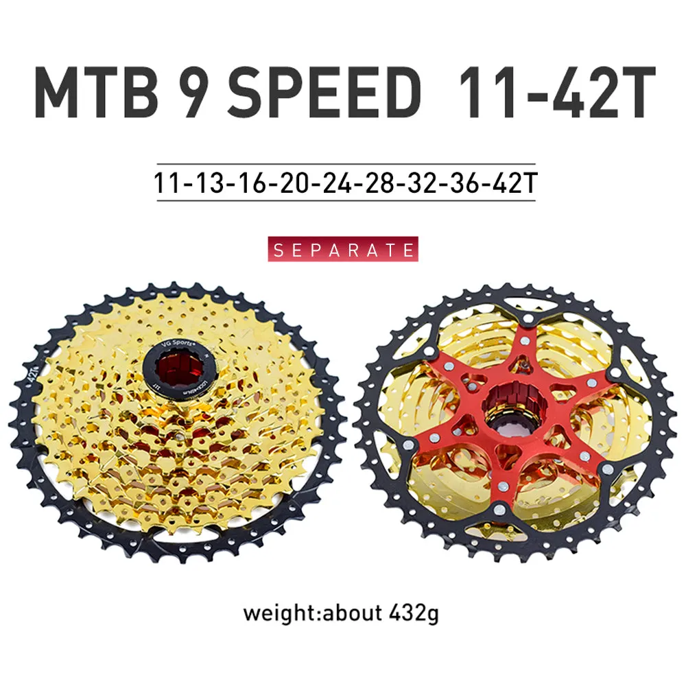 VG Sports MTB 9-Speed Aluminum Bracket Lightweight Bicycle Cassette