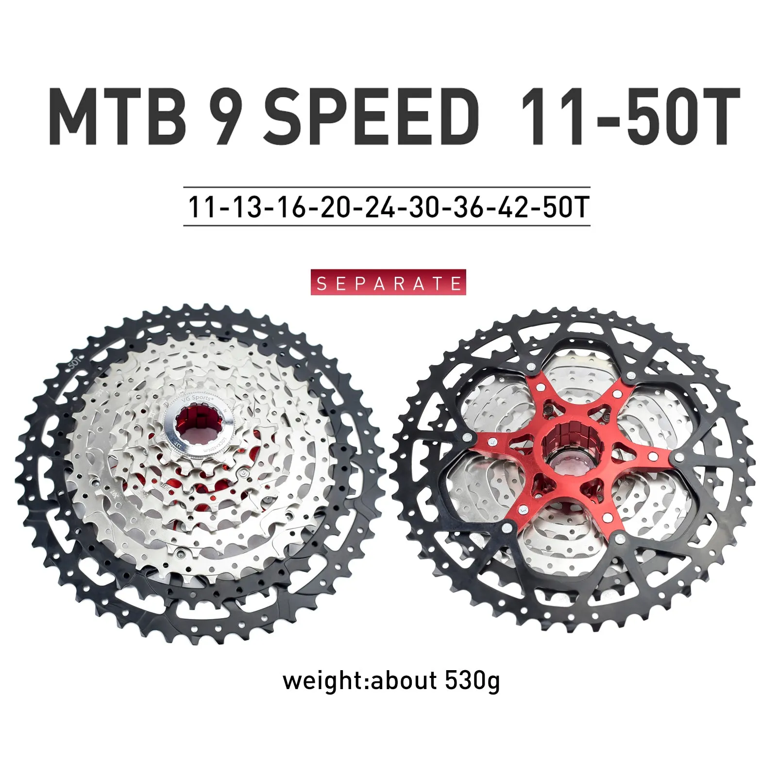 VG Sports MTB 9-Speed Aluminum Bracket Lightweight Bicycle Cassette