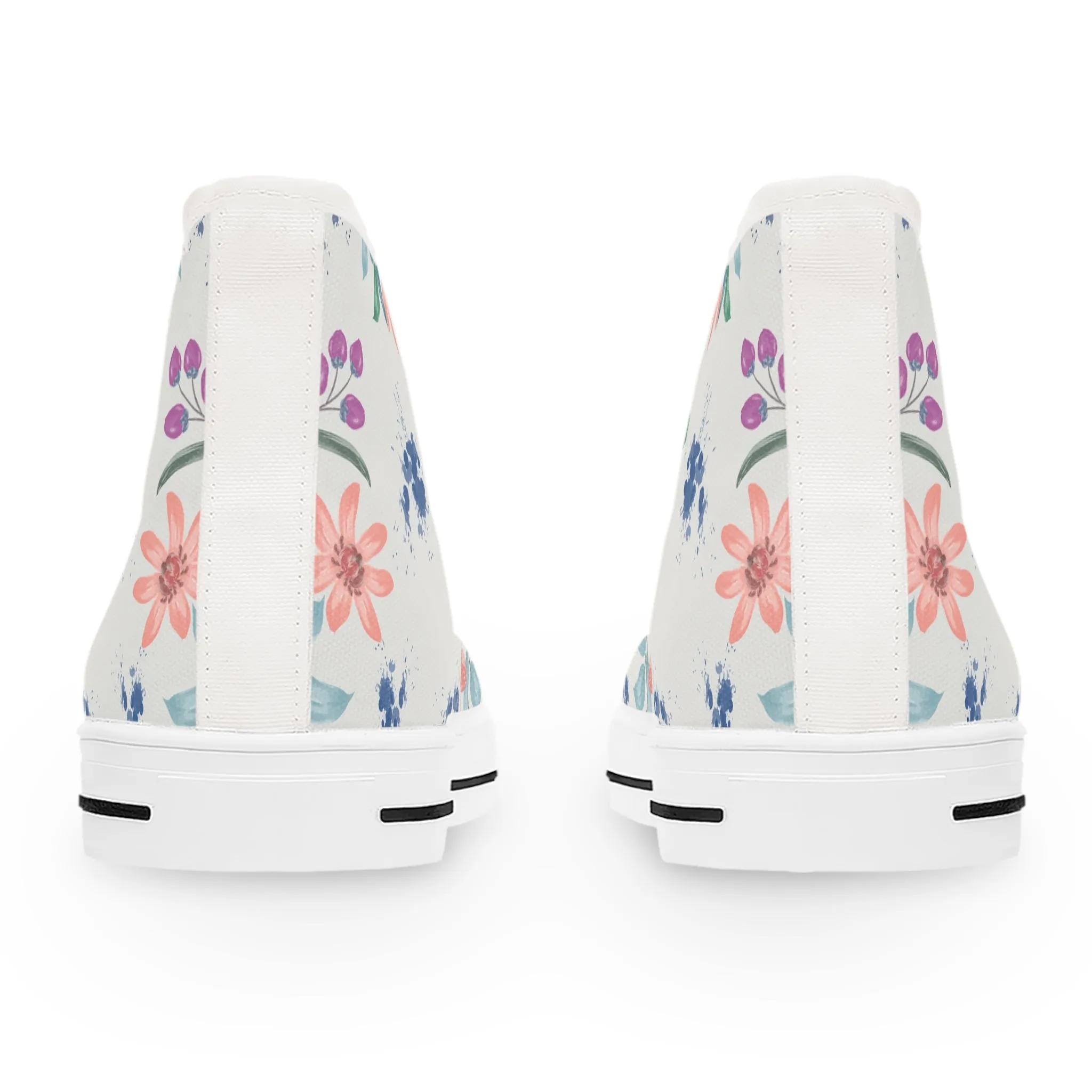 Watercolor Pink Flowers Women's High Top Sneakers