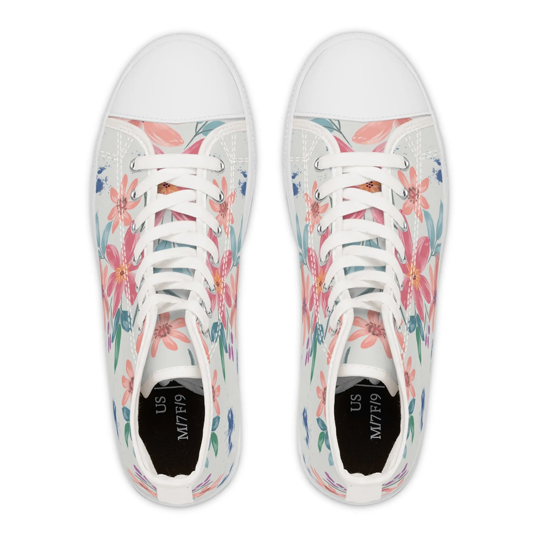 Watercolor Pink Flowers Women's High Top Sneakers