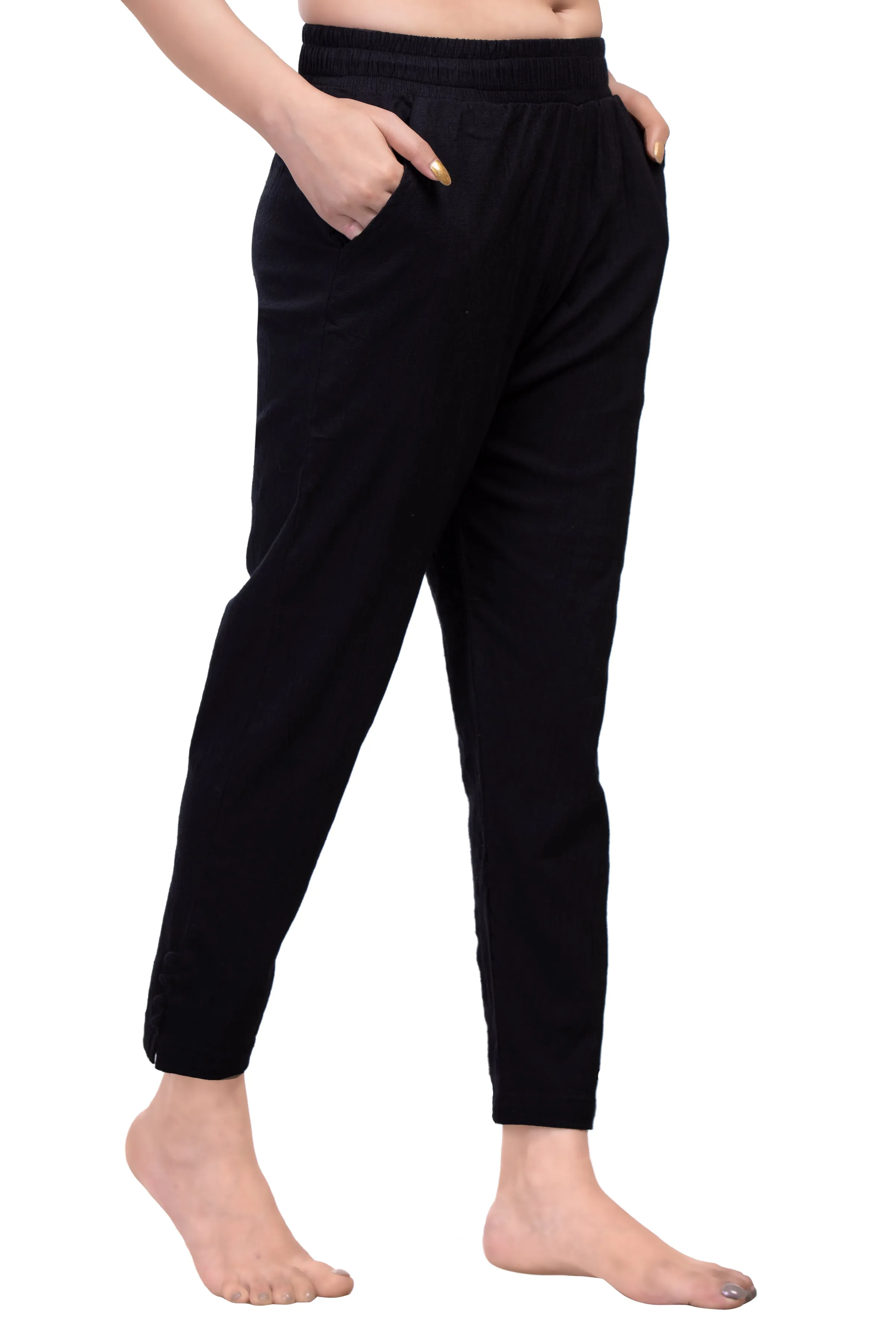 WENTYF Regular Fit Pants/Jeggings with Pockets for Office/Party/Casual (Black)