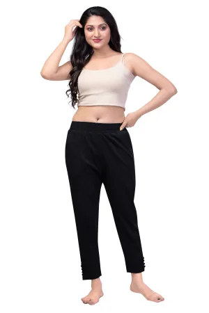 WENTYF Regular Fit Pants/Jeggings with Pockets for Office/Party/Casual (Black)