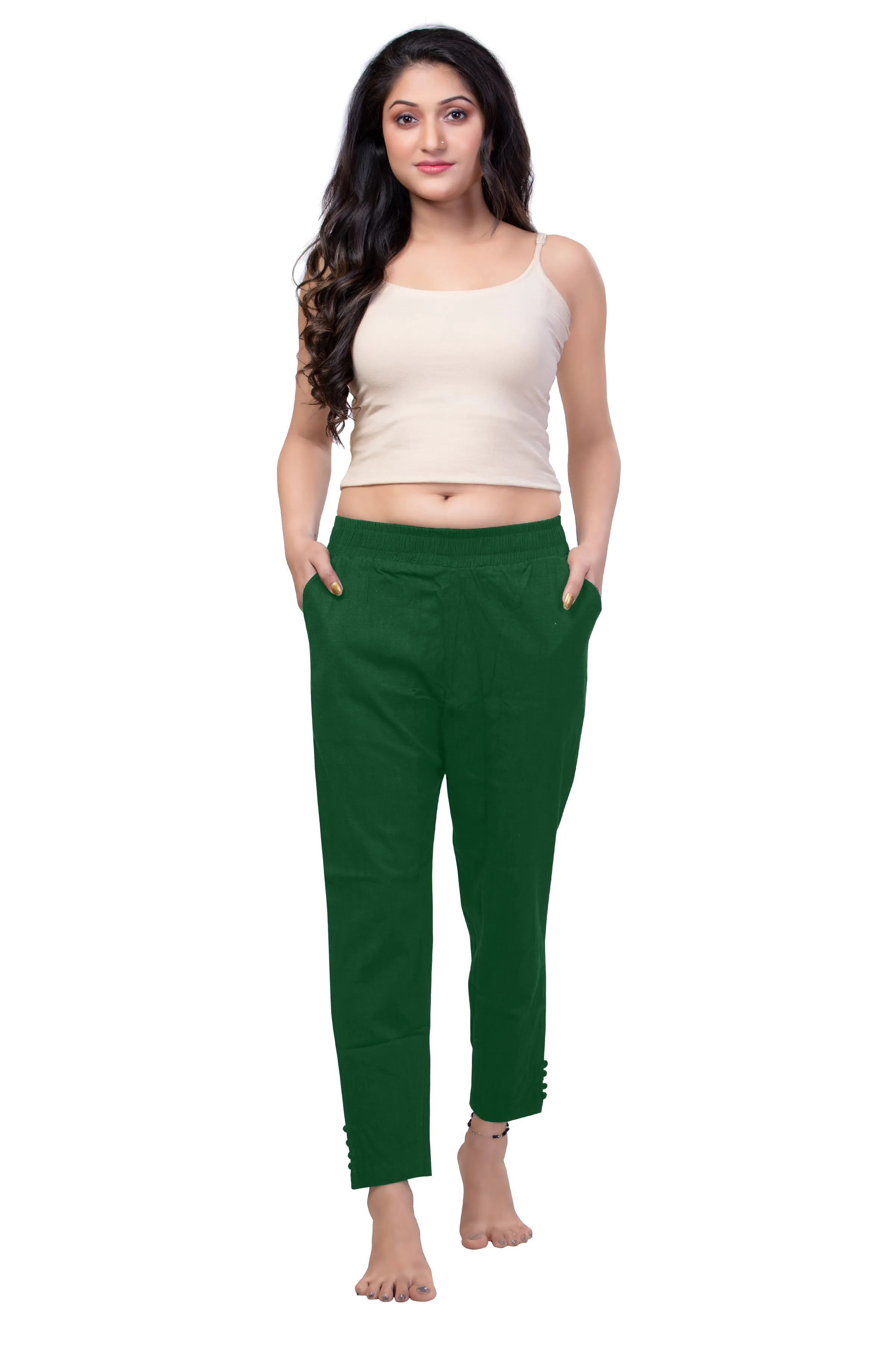 WENTYF Regular Fit Pants/Jeggings with Pockets for Office/Party/Casual (Green)