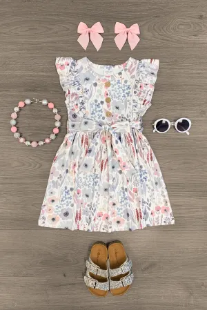 White Pastel Watercolor Floral Dress