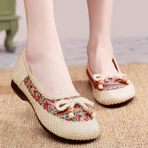 Women's Ethnic Style Embroidered Antique Soft Bottom For Canvas Shoes