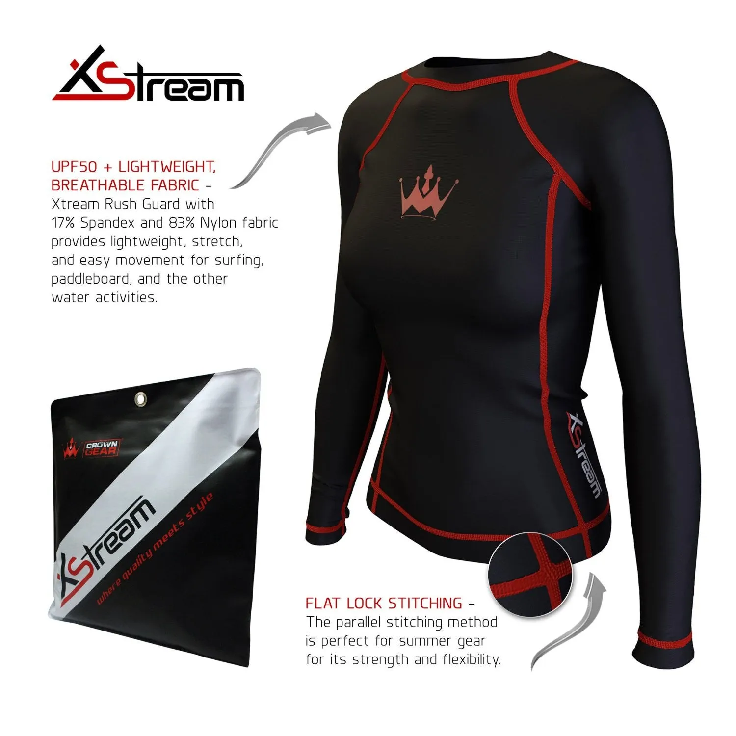 Xstream Rash Guard for Women - Long Sleeve Rash Guards